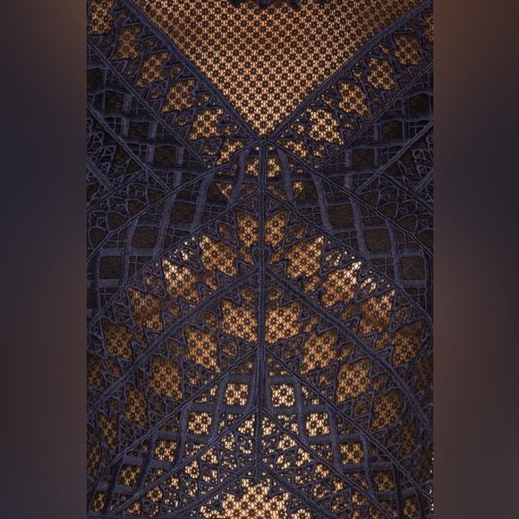 SIMKHAI Lattice Embroidered Mermaid Trumpet Dress Navy Blue and Black 2 - Picture 5 of 16